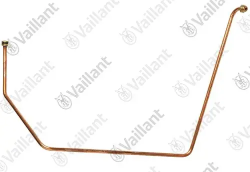 Kupferrohr von Vaillant mit gebogenem Design und Anschluss an beiden Enden. Eignet sich für Heizungsinstallationen.